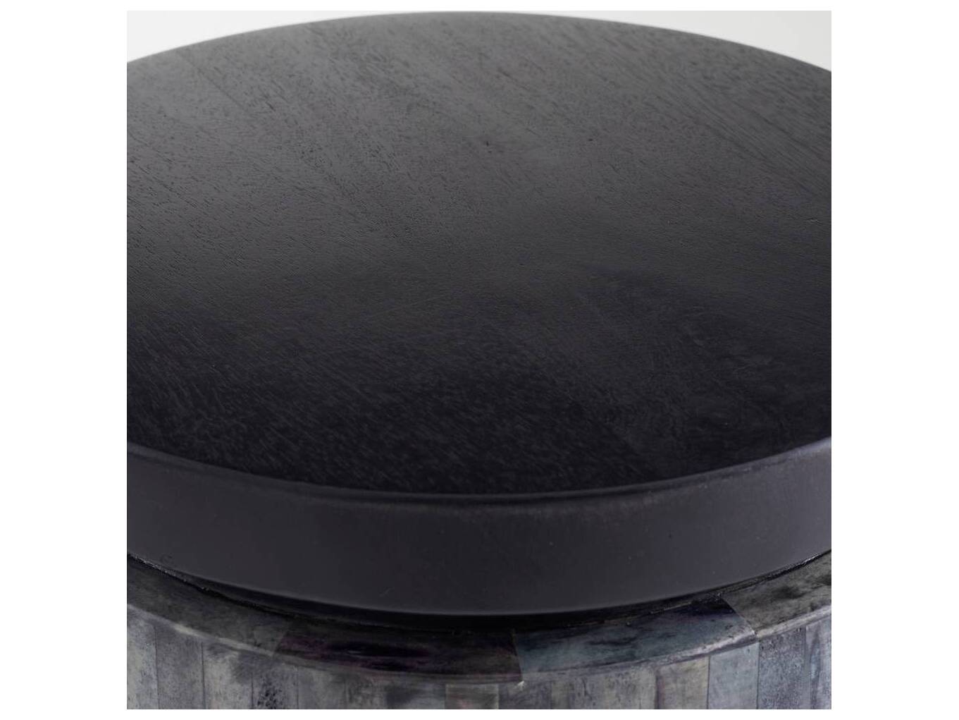 Arteriors Home Round Wood Ebony Natural Gray Garner End Table