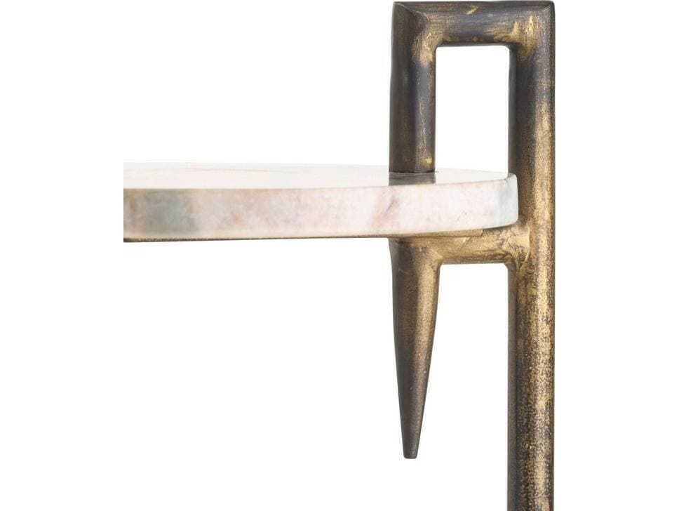 Arteriors Home Ivetta Round Marble Toronto Natural Iron Gray End Table