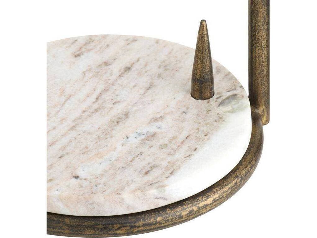 Arteriors Home Ivetta Round Marble Toronto Natural Iron Gray End Table