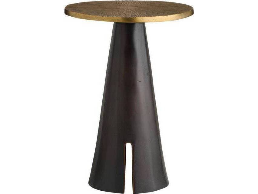 Arteriors Home Katara Round Metal Antique Brass Bronze Gold Black End Table