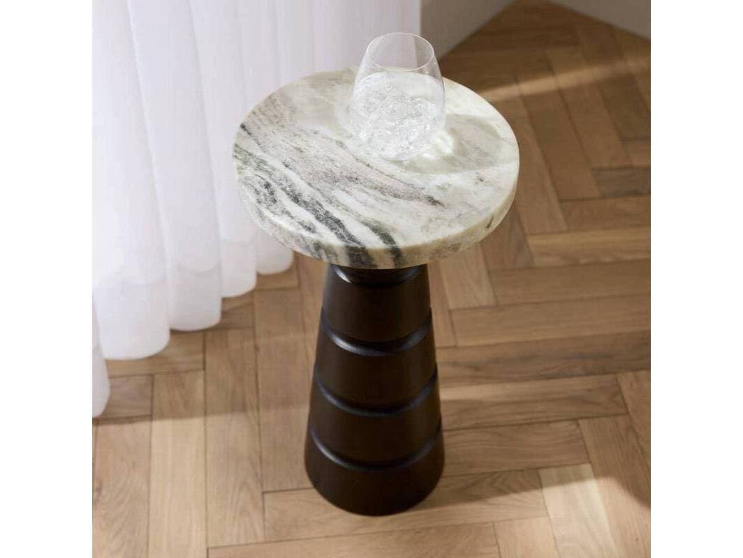 Arteriors Home Imani Round Marble Toronto Sable Gray Brown End Table