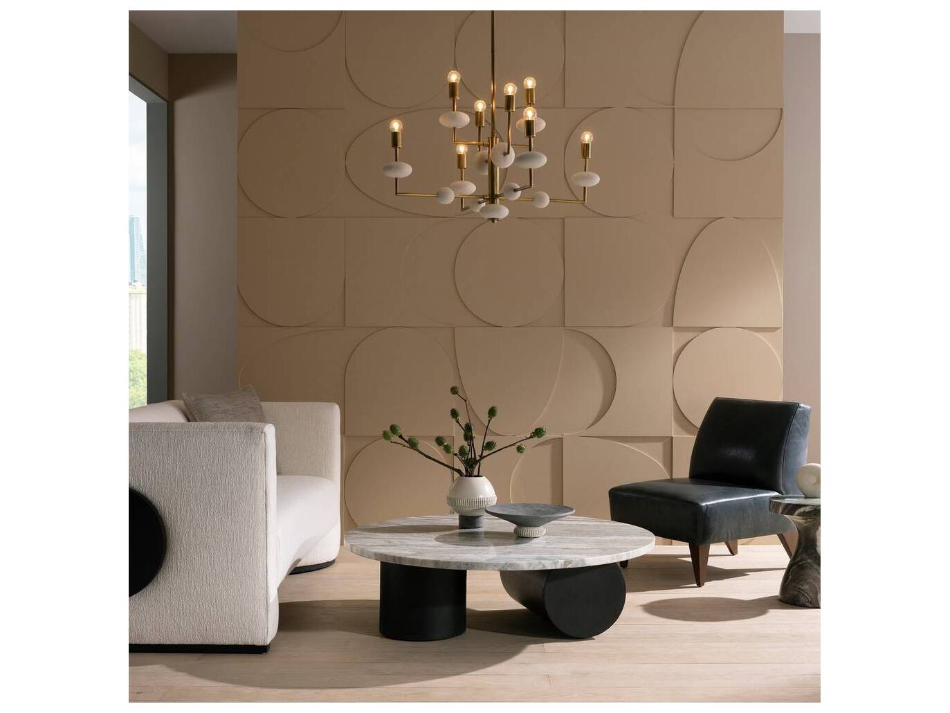 Arteriors Home Round Marble Toronto Ebony Torrington Coffee Table