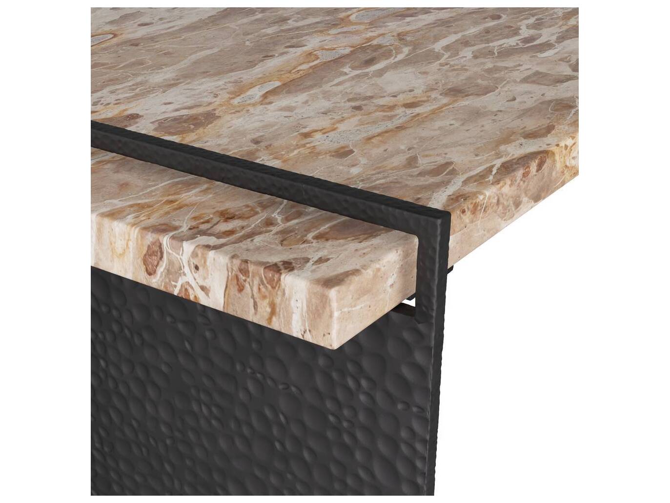 Arteriors Home Rectangular Marble Capri Blackened Iron Boda Coffee Table