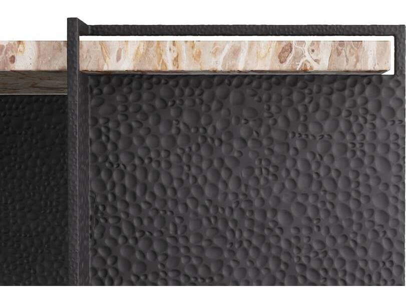 Arteriors Home Rectangular Marble Capri Blackened Iron Boda Coffee Table