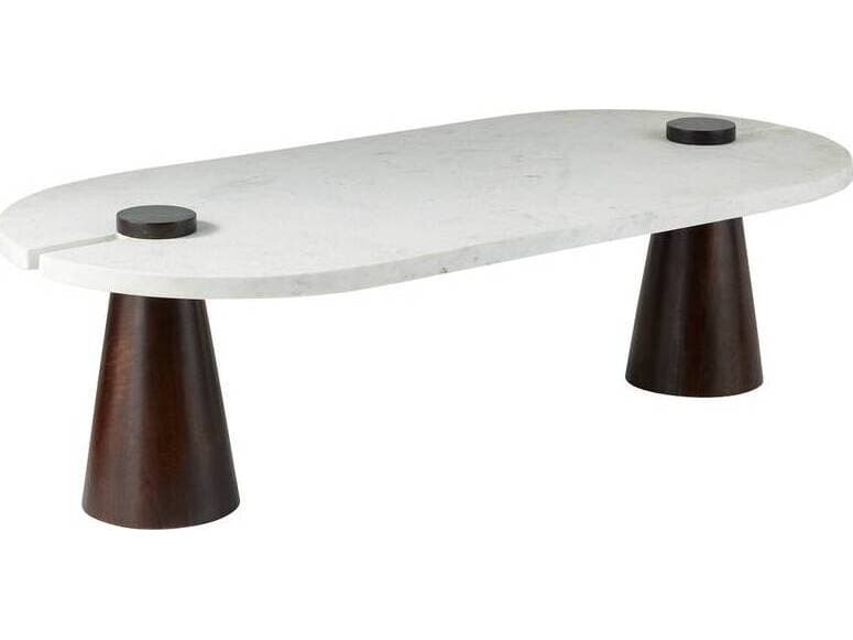 Arteriors Home Oval Marble White Umber Delaney Coffee Table