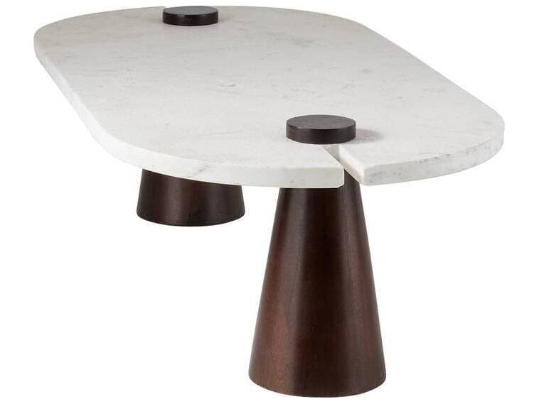 Arteriors Home Oval Marble White Umber Delaney Coffee Table