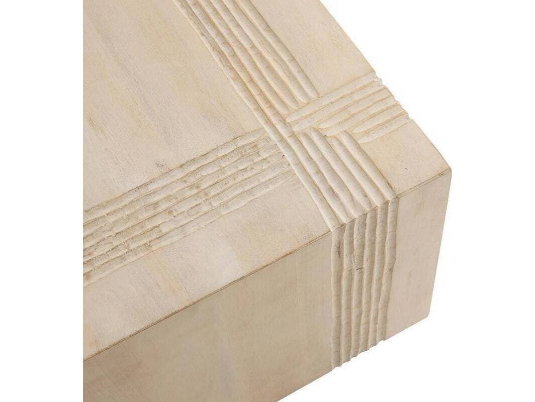 Arteriors Home Kamira Square Wood Whitewash Blackened Bronze Black Coffee Table