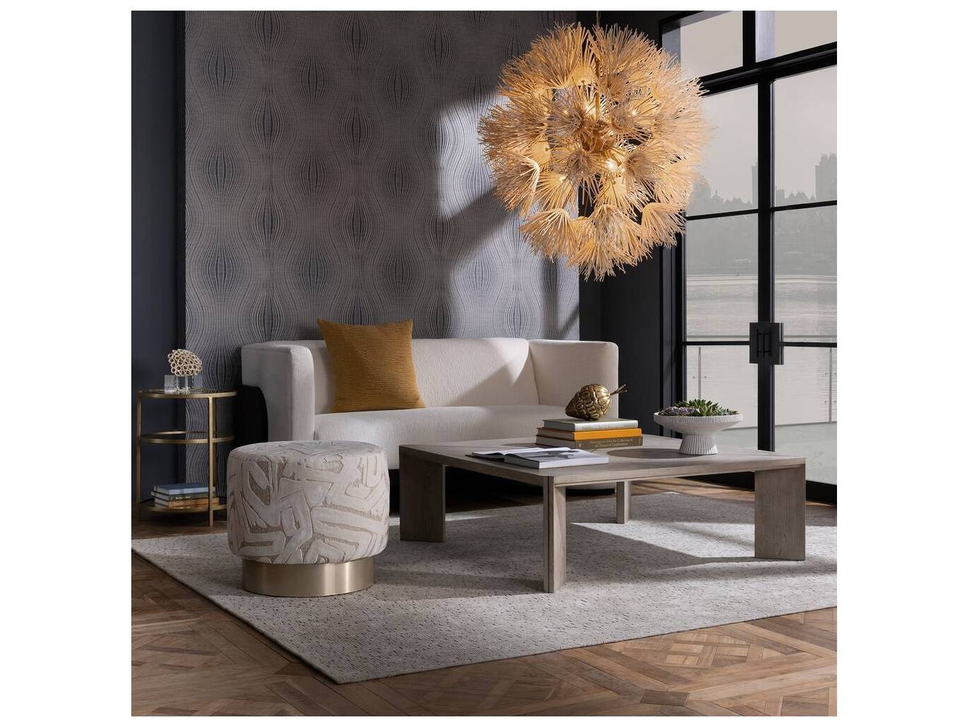 Arteriors Home Square Wood Smoke Antique Brass Vancouver Coffee Table