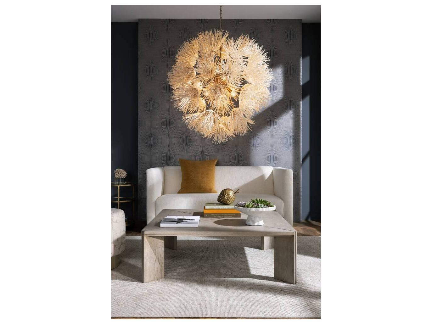 Arteriors Home Square Wood Smoke Antique Brass Vancouver Coffee Table