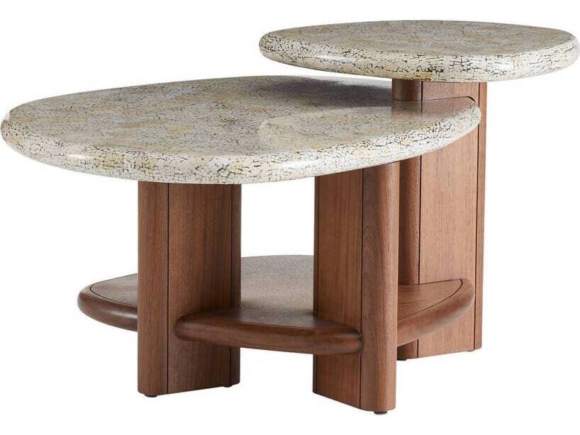 Arteriors Home Round Natural Eggshell Satin Walnut Forney Coffee Table