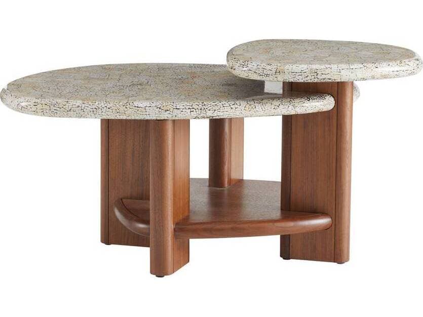Arteriors Home Round Natural Eggshell Satin Walnut Forney Coffee Table
