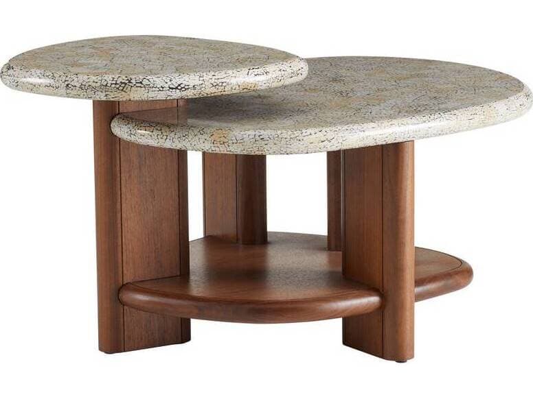 Arteriors Home Round Natural Eggshell Satin Walnut Forney Coffee Table