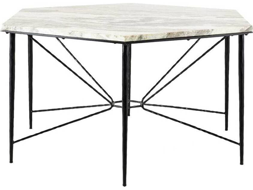 Arteriors Home Estrella Hexagon Marble Toronto Blackened Iron Dining Table
