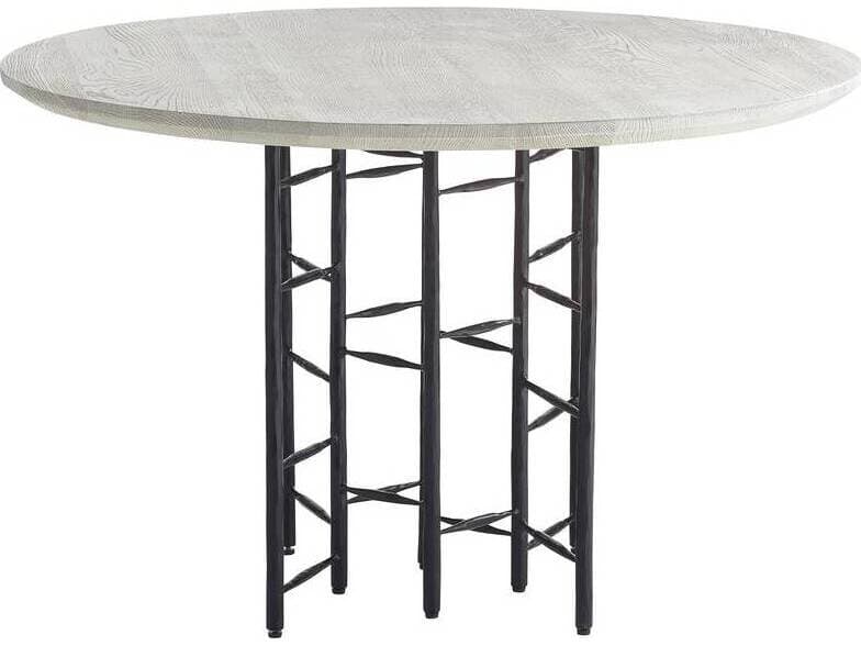 Arteriors Home Enito Round Marble Smoke Blackened Iron Dining Table