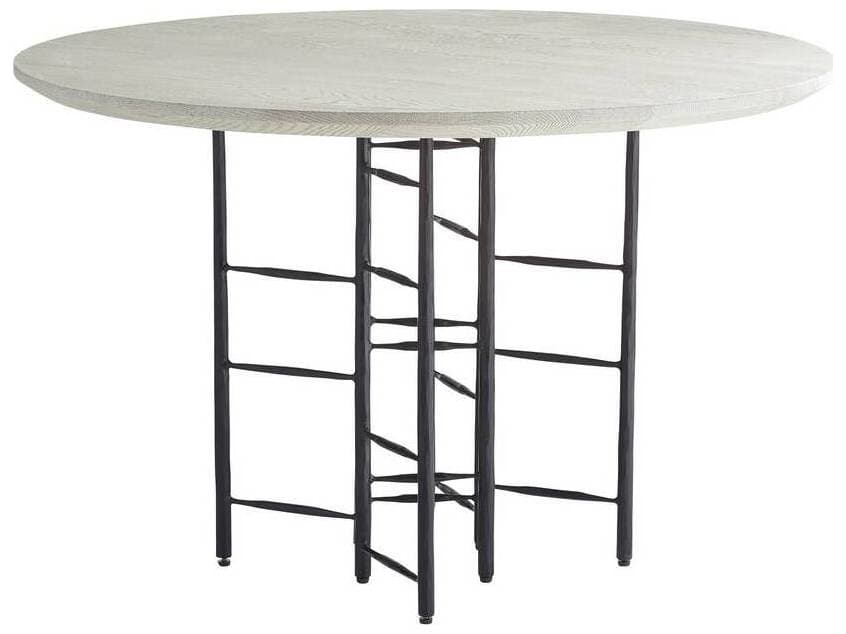 Arteriors Home Enito Round Marble Smoke Blackened Iron Dining Table