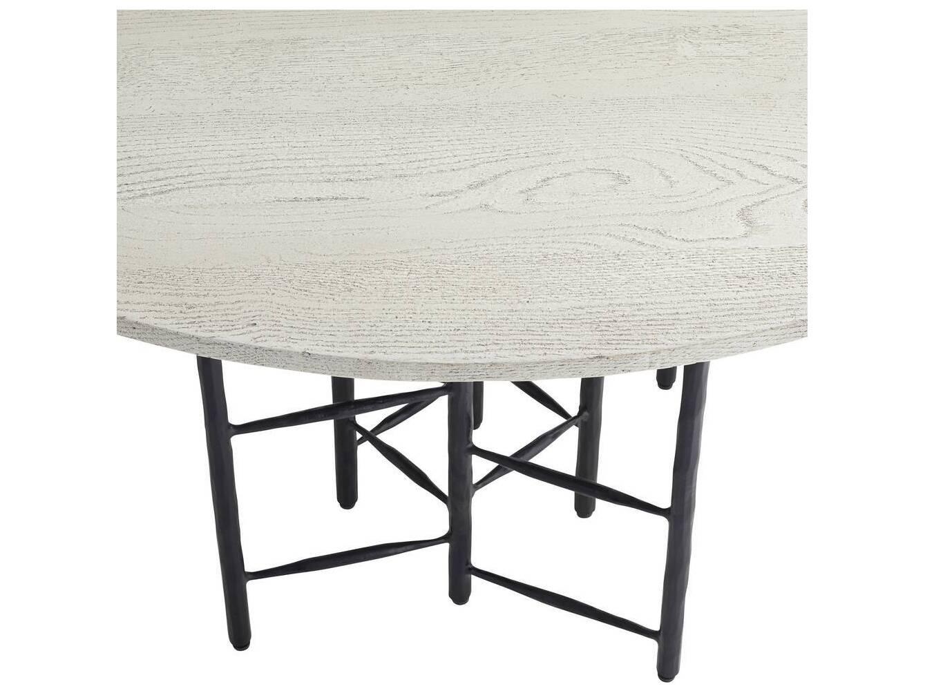 Arteriors Home Enito Round Marble Smoke Blackened Iron Dining Table