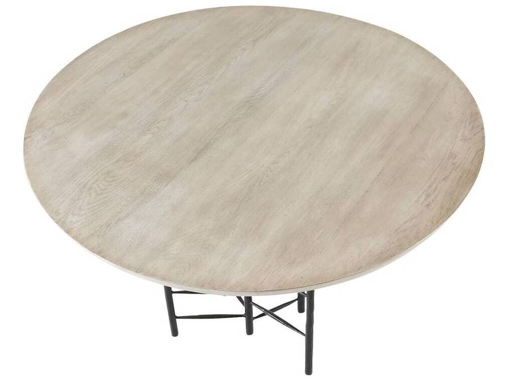 Arteriors Home Enito Round Marble Smoke Blackened Iron Dining Table