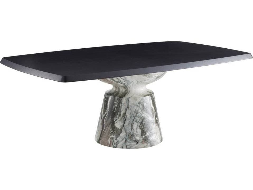 Arteriors Home Forgey Rectangular Wood Ebony Verde Faux Marble Dining Table