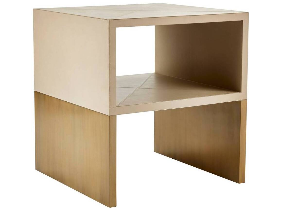 Arteriors Home Rectangular Leather Bone Antique Brass Talcon End Table