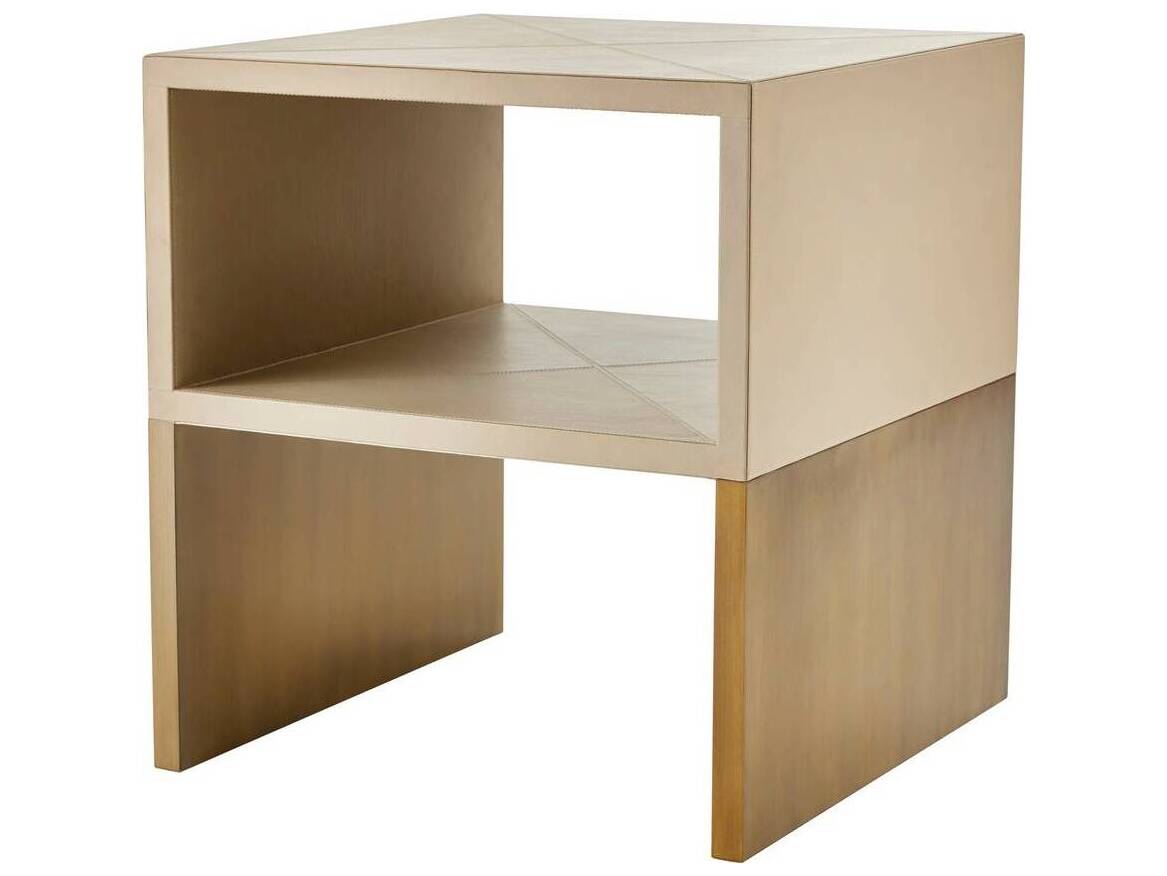 Arteriors Home Rectangular Leather Bone Antique Brass Talcon End Table