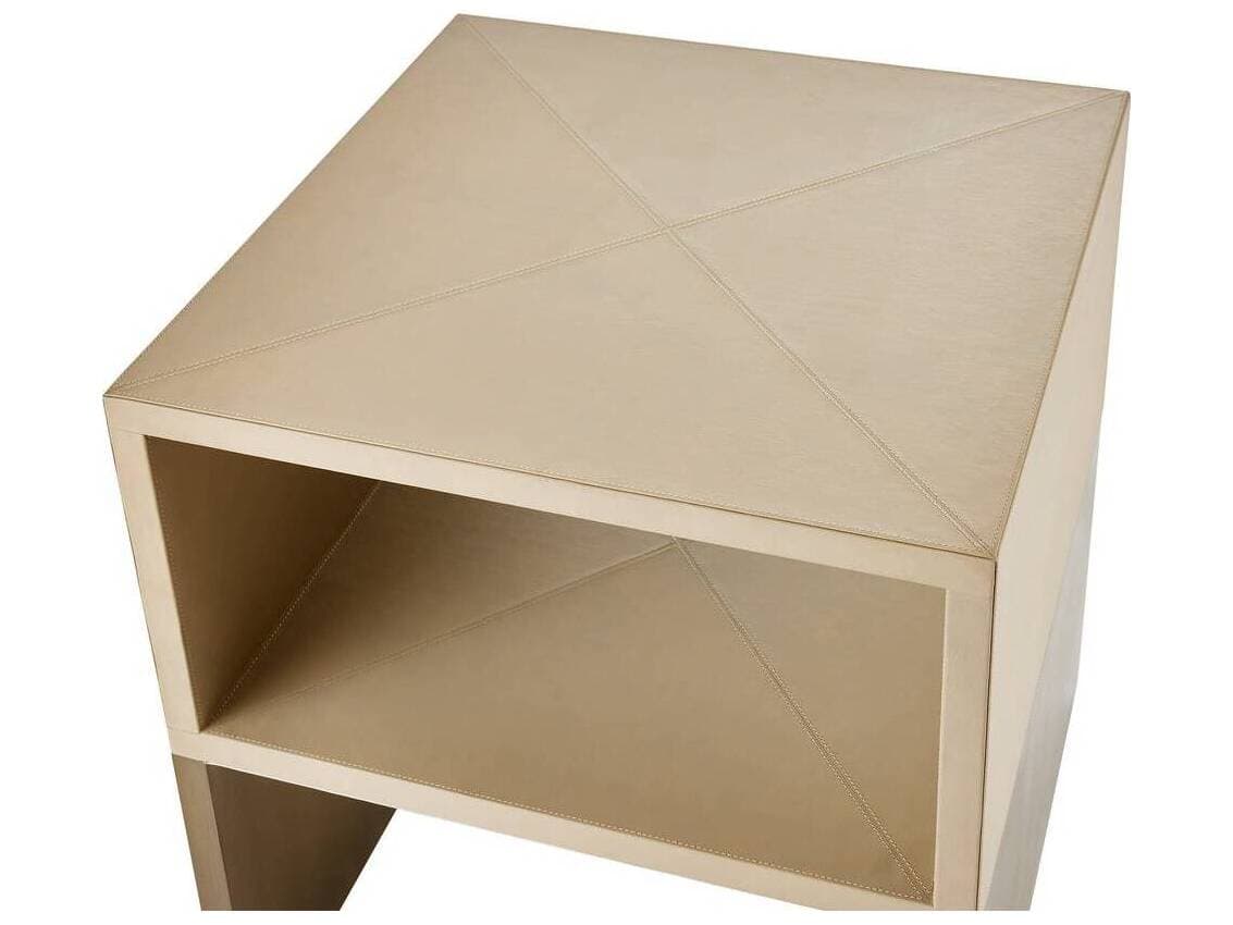 Arteriors Home Rectangular Leather Bone Antique Brass Talcon End Table