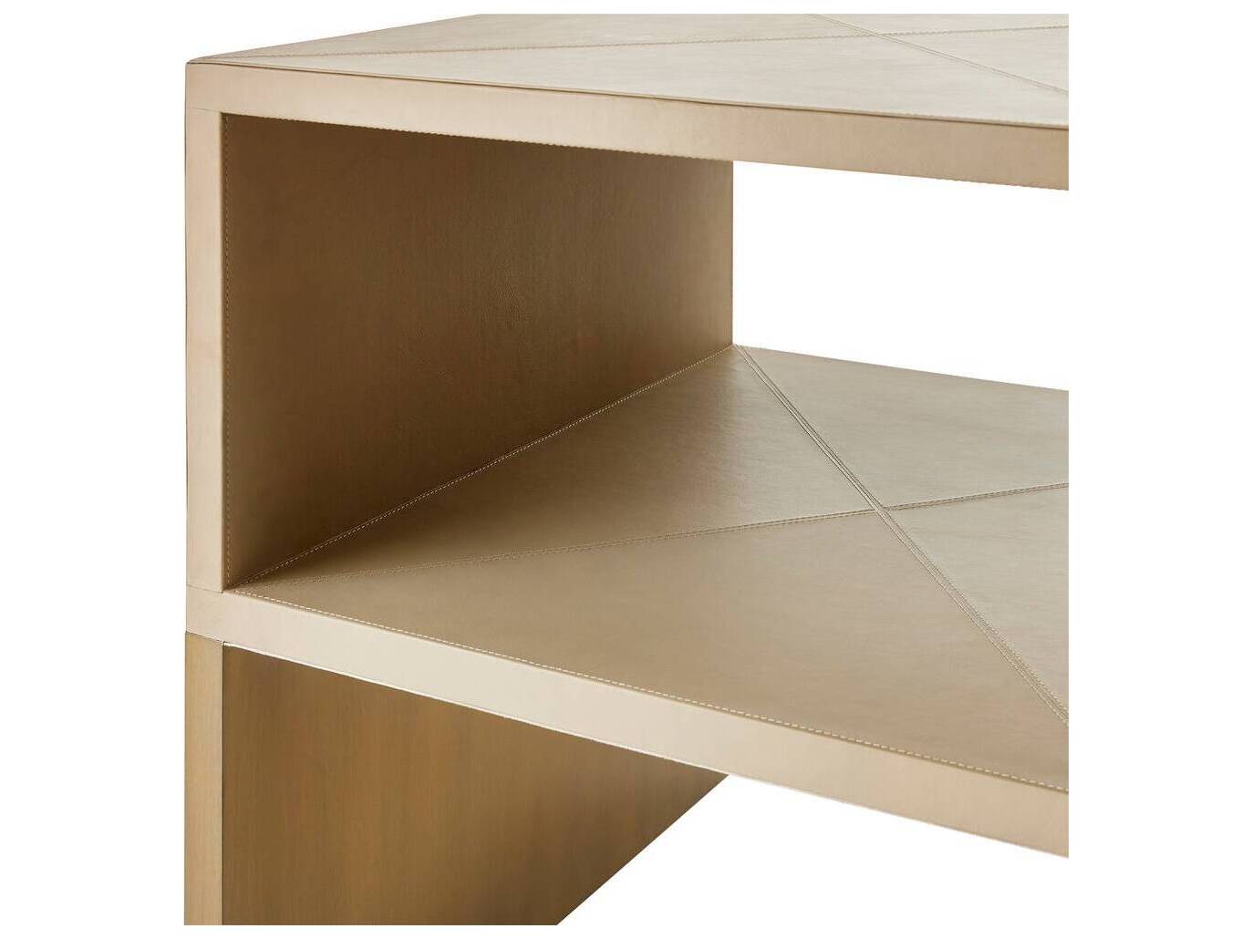 Arteriors Home Rectangular Leather Bone Antique Brass Talcon End Table