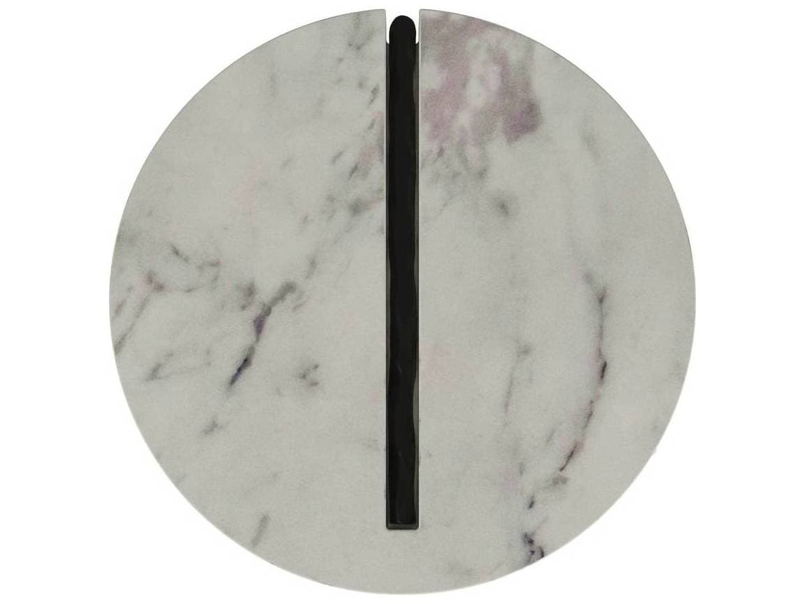 Arteriors Home Round Marble White Blackened Iron Atlas End Table