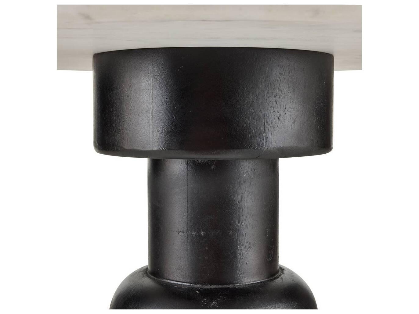Arteriors Home Round Marble White Ebony Devito End Table