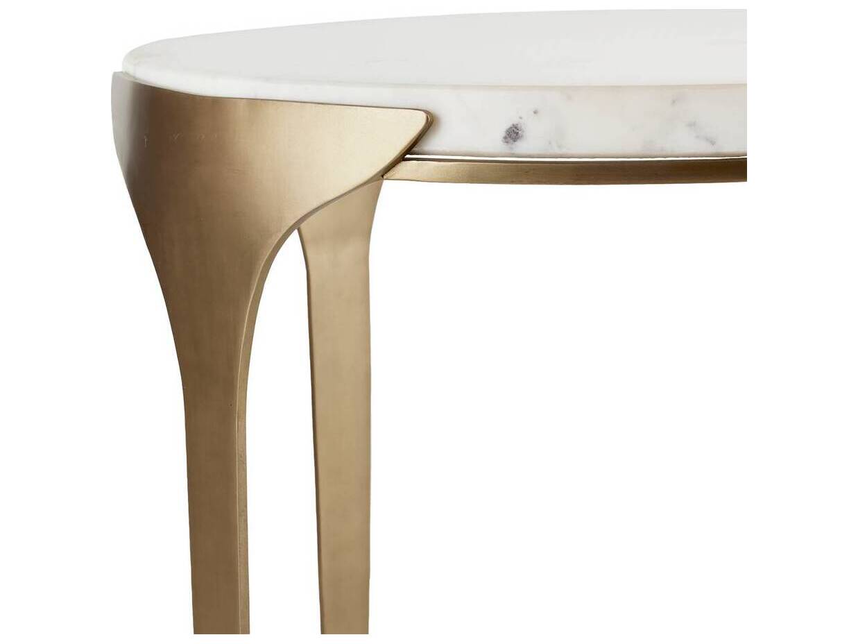 Arteriors Home Round Marble White Antique Brass Janine End Table