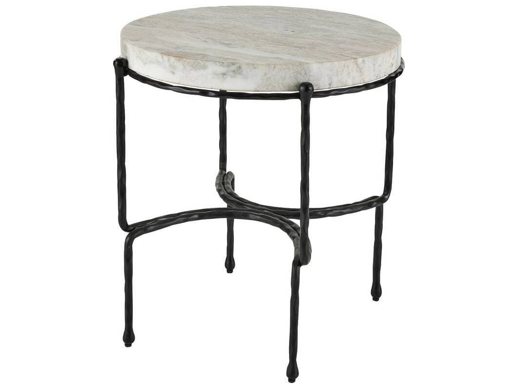 Arteriors Home Round Marble Toronto Blackened Iron Cedrick End Table