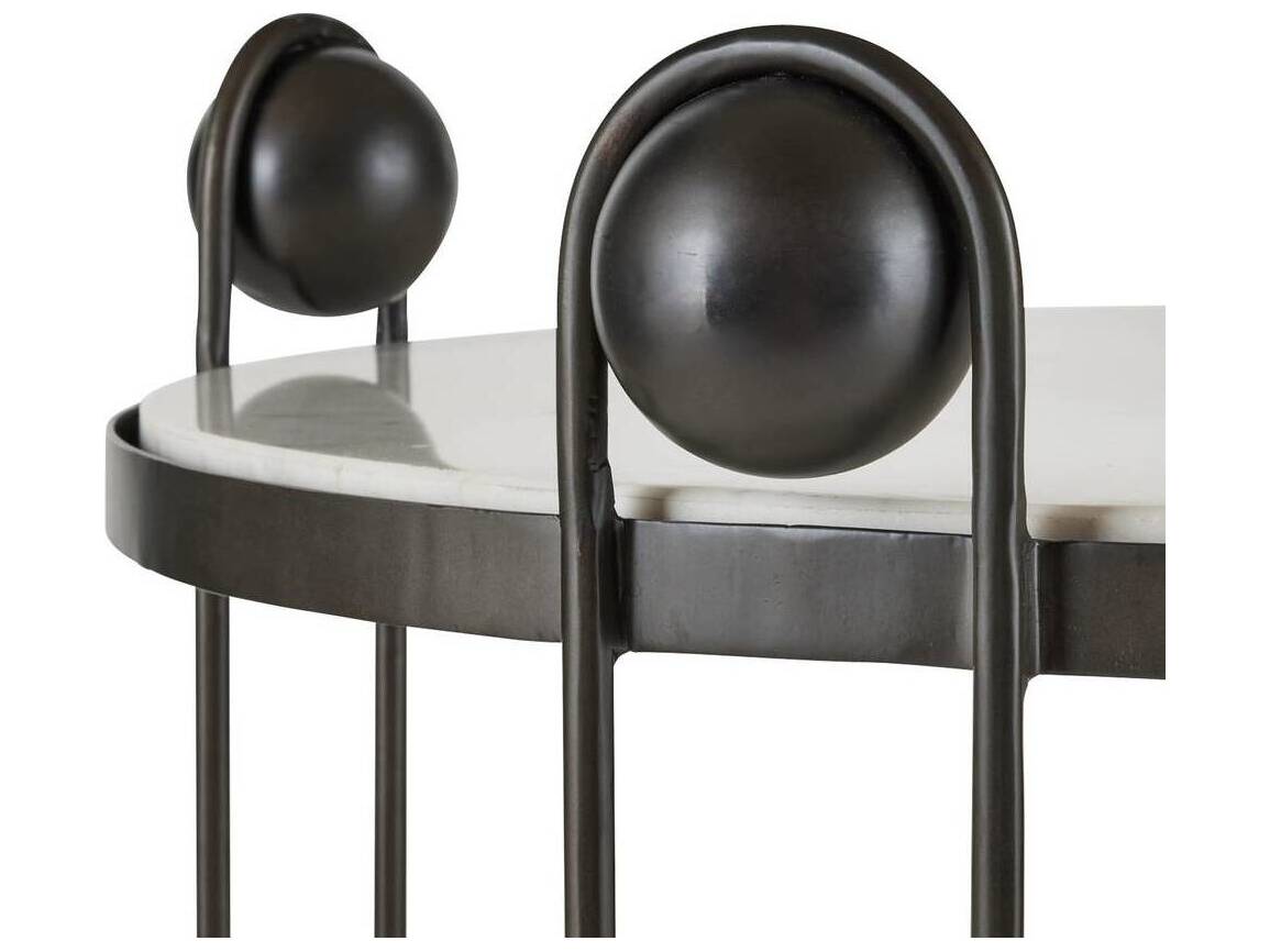 Arteriors Home Round Marble White Bronze Carlita End Table
