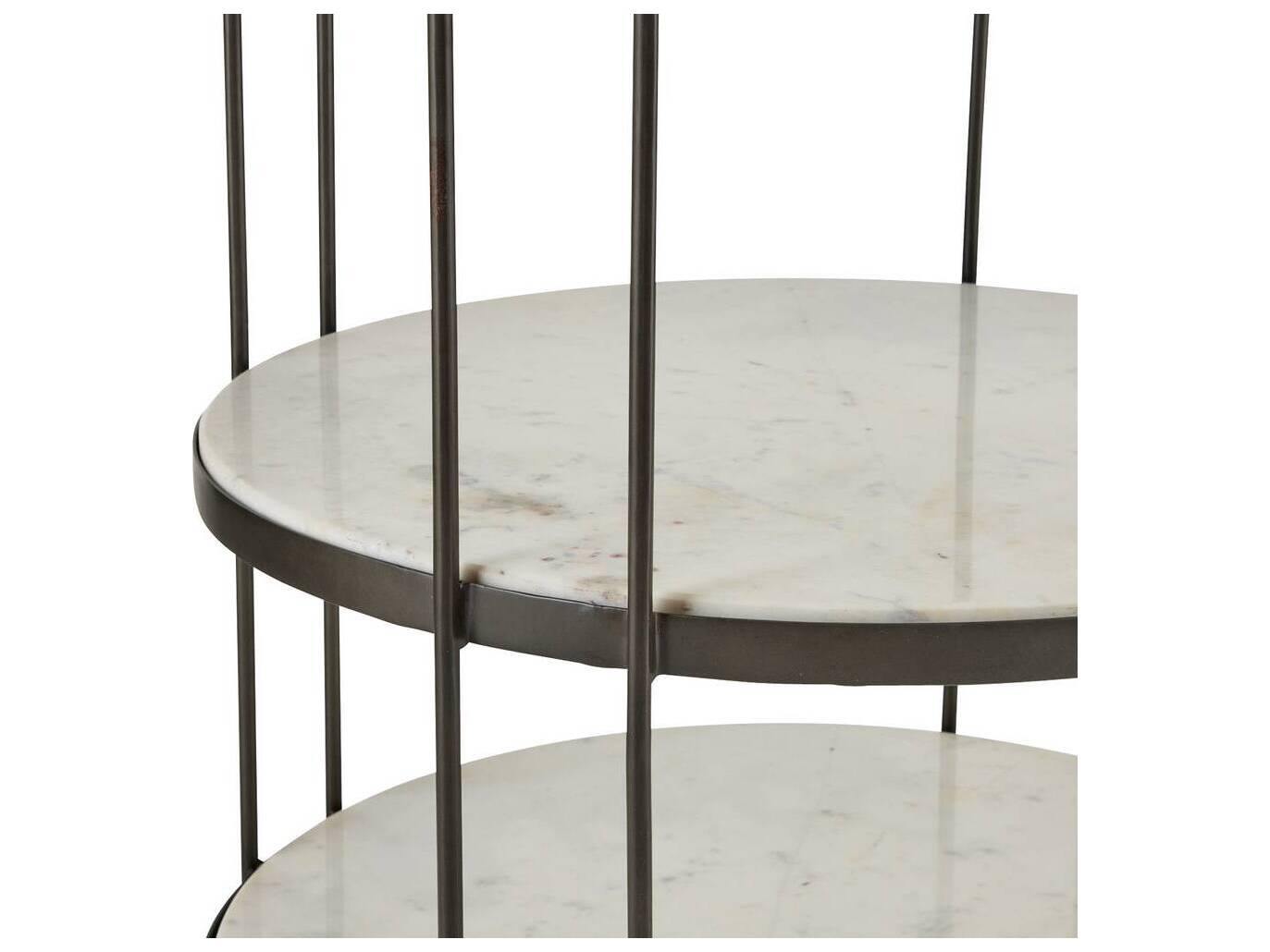 Arteriors Home Round Marble White Bronze Carlita End Table