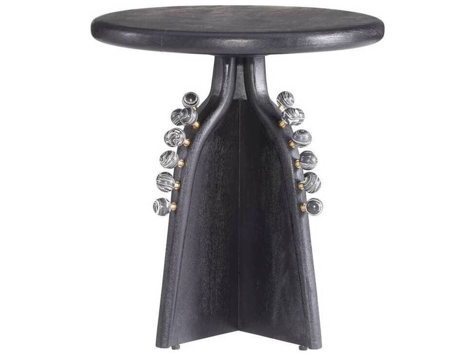 Arteriors Home Round Wood Ebony Venus Guillermo End Table