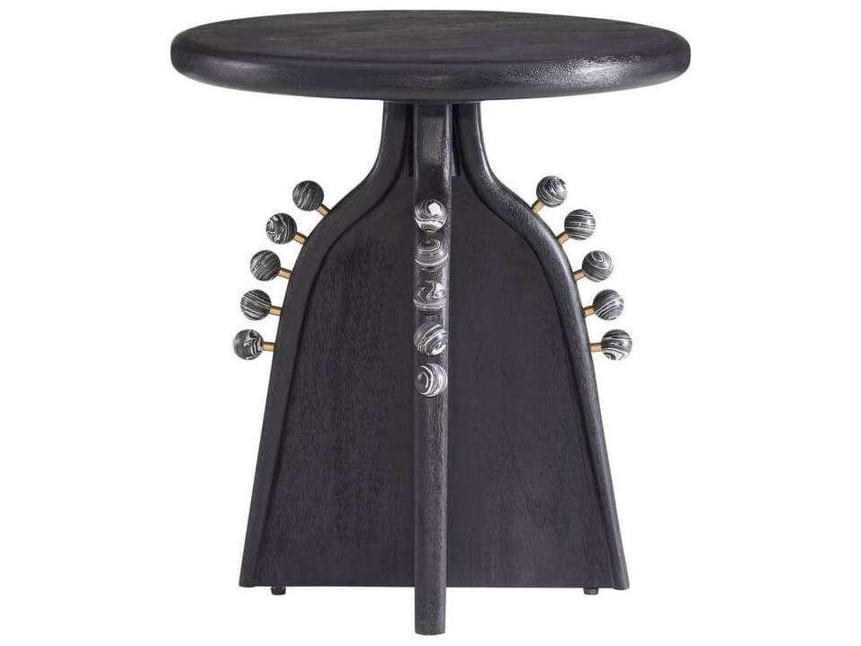 Arteriors Home Round Wood Ebony Venus Guillermo End Table