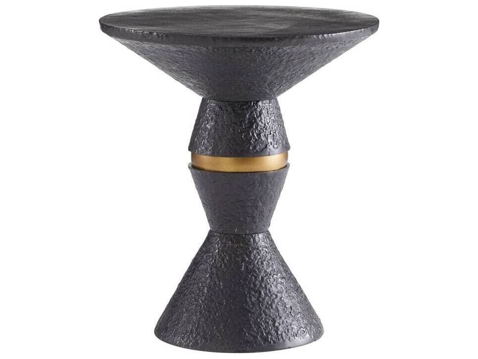 Arteriors Home Round Metal Blackened Bronze Antique Brass Floyd End Table