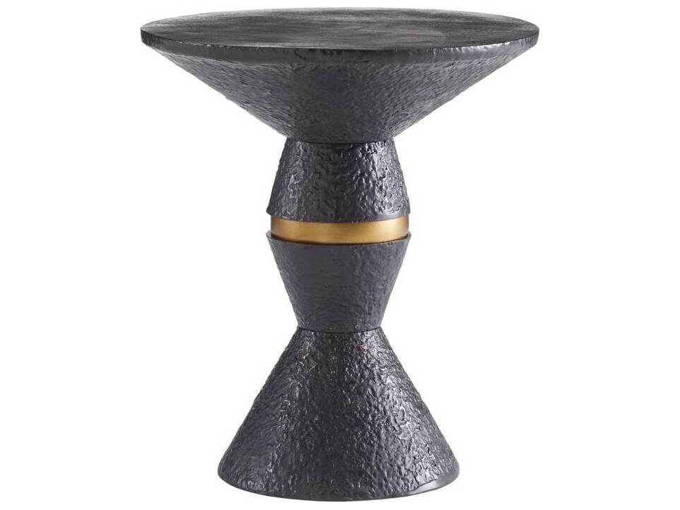 Arteriors Home Round Metal Blackened Bronze Antique Brass Floyd End Table