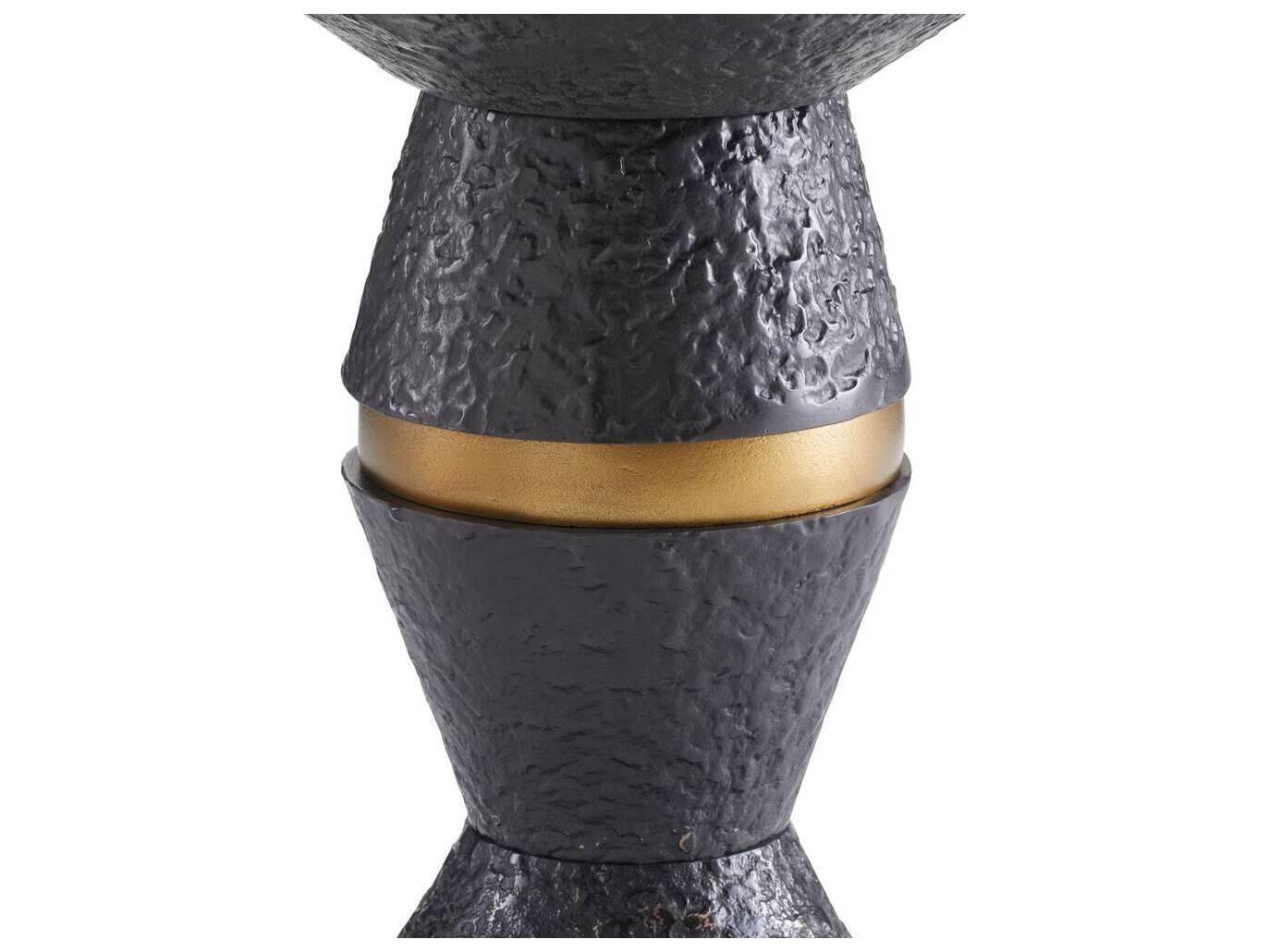 Arteriors Home Round Metal Blackened Bronze Antique Brass Floyd End Table