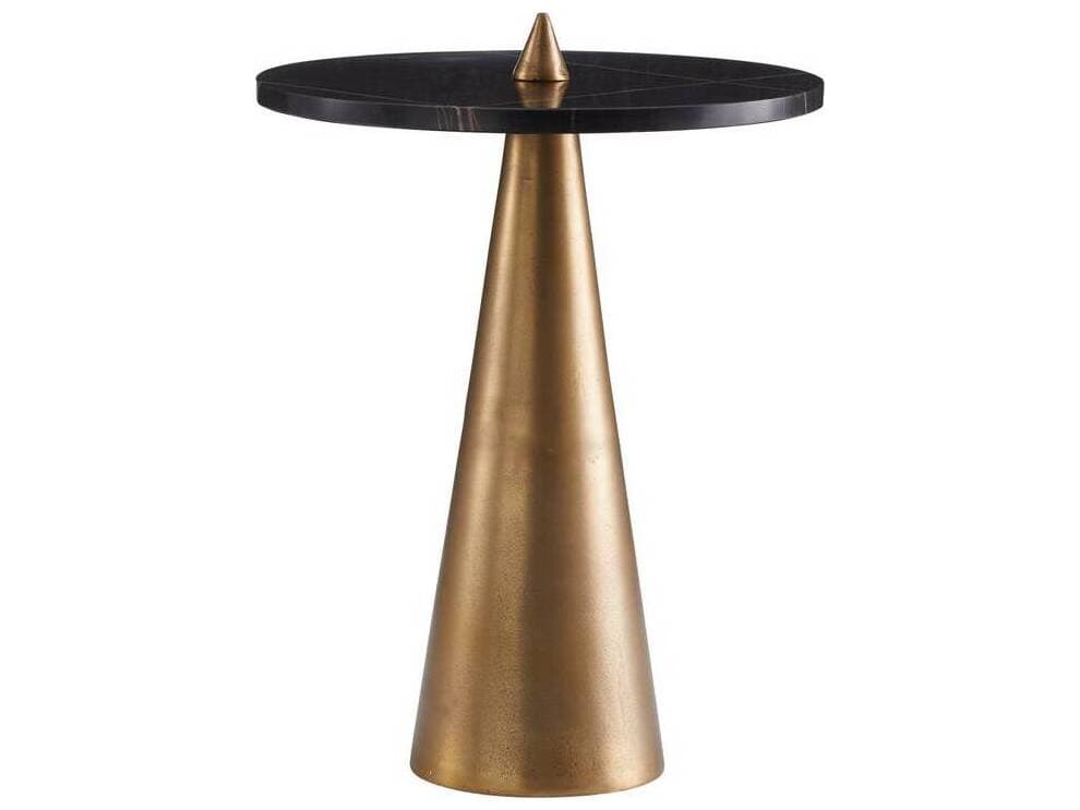 Arteriors Home Round Marble Bengal Antique Brass Aria End Table