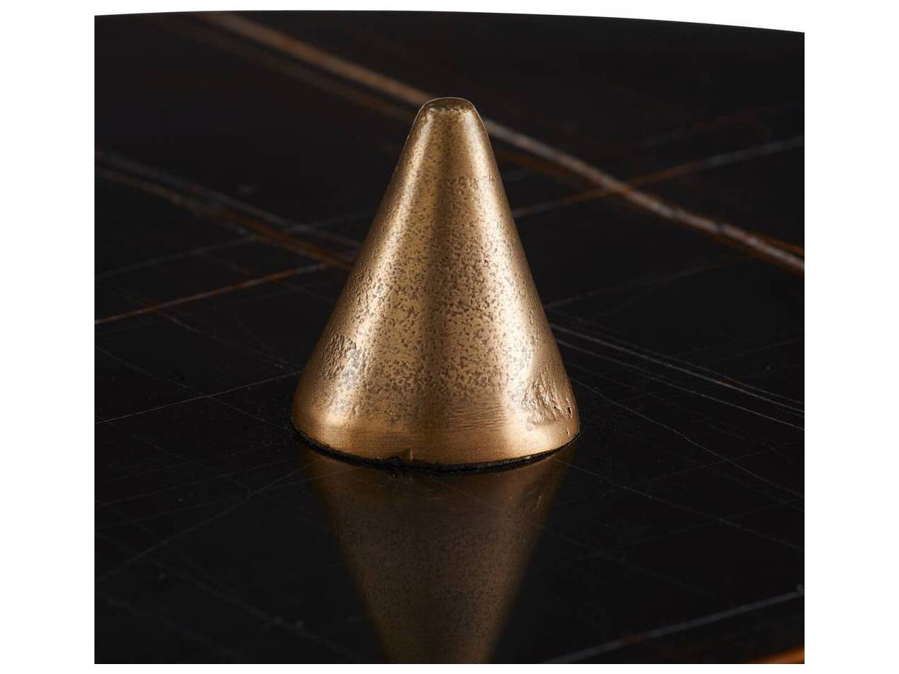 Arteriors Home Round Marble Bengal Antique Brass Aria End Table