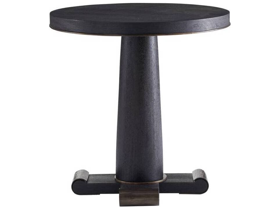 Arteriors Home Round Wood Ebony Bronze Hurst End Table