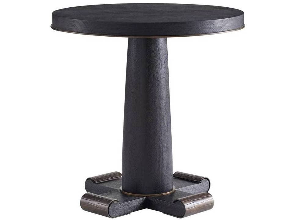 Arteriors Home Round Wood Ebony Bronze Hurst End Table