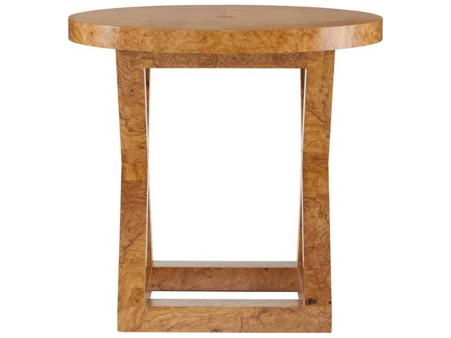 Arteriors Home Round Wood Blonde Burl Bronze Greer End Table