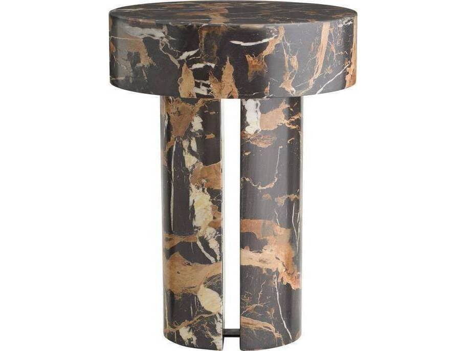 Arteriors Home Kopi Round Concrete Espresso & White Dark Toffee End Table