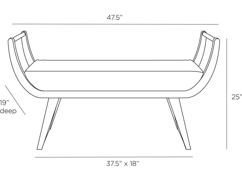 Arteriors Home Winston Harvest Ebony Black Velvet Upholstered Accent Bench