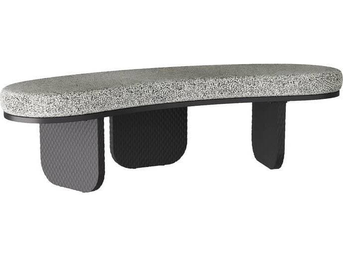 Arteriors Home Yogi Pitch Texture Ebony Black Upholstered Accent Bench