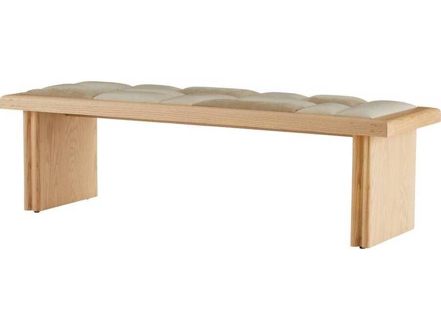 Arteriors Home Fairfield Greige Taupe Beige Leather Accent Bench