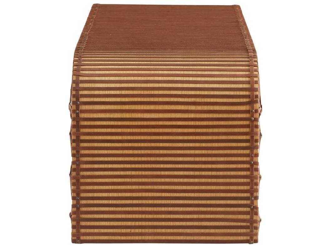 Arteriors Home Hutchins Deep Russet Natural Oak Leather Accent Bench