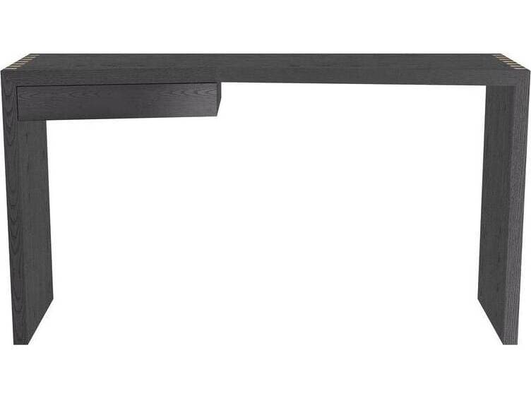 Arteriors Home Ebony Antique Brass Black Oak Wood Writing Desk Zeus