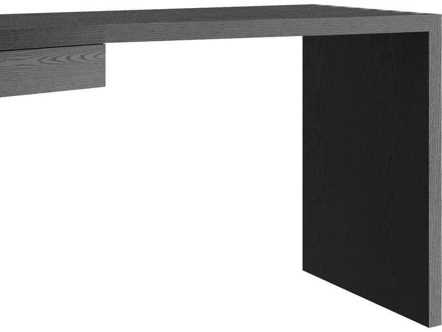 Arteriors Home Ebony Antique Brass Black Oak Wood Writing Desk Zeus