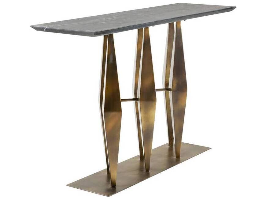 Arteriors Home Rectangular Marble Matte Black Antique Gold Dagmar Console Table